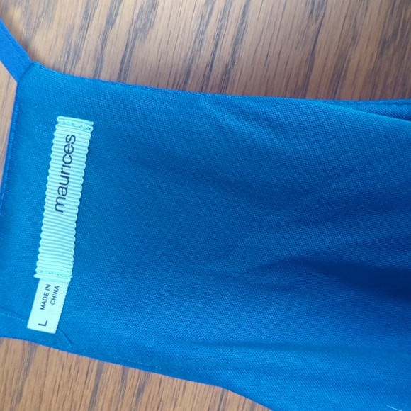 Maurices Lined Blue Stitched Halter Tank Top Size Large - Picture 2 of 7